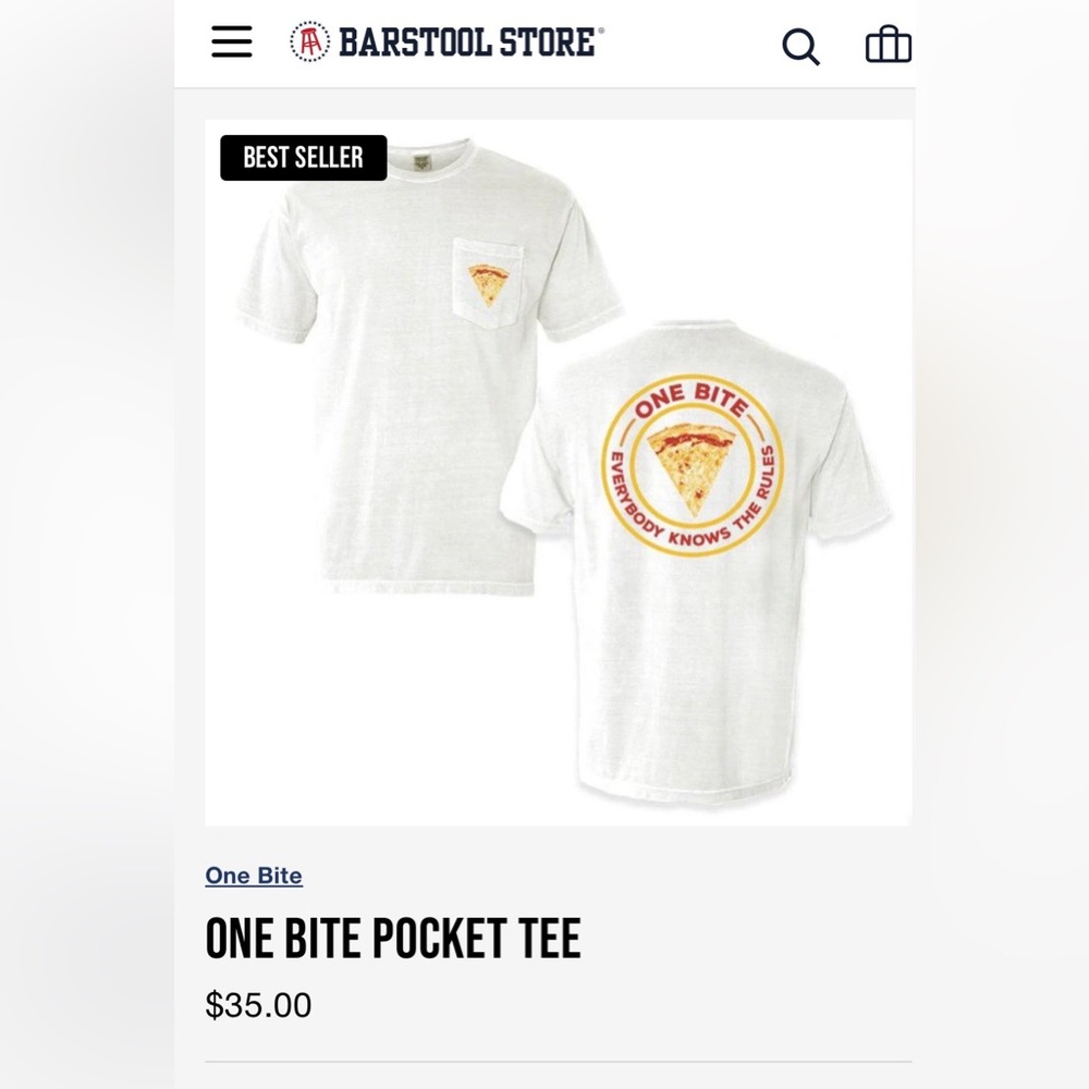 Dave Portnoy Barstool Sports “One Bite” Pizza Pocket T-shirt Sz Large Sold Out